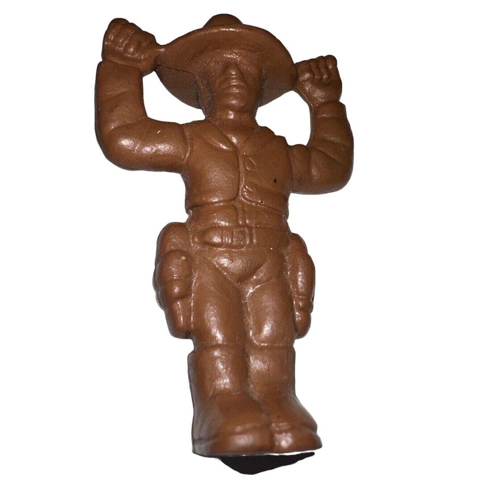 Vintage Cowboy Figurine Western Decor Cowboy Holding Hat Brown Plastic